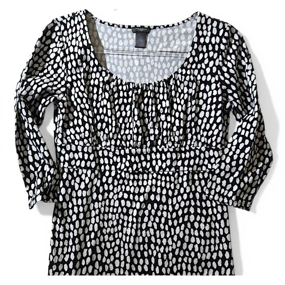 Ann Taylor Women Pebble Print Empire Waist Top Cotton Blend Office Casual Size M